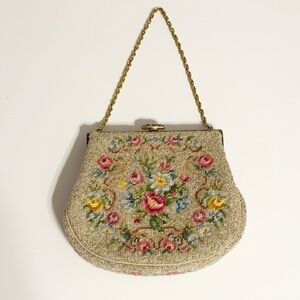 Vintage Micro Petit Point Floral Needlepoint Tapestry Bag Purse w/ Coin Purse!!
